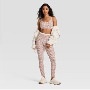 New rare JoyLab Brown and White Checkered Leggings- size medium